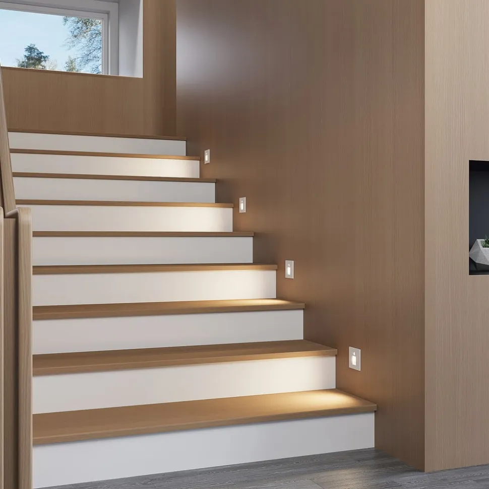Arcchio LED-indbygningslampe Neru, 7 cm, hvid, kantet, sensor