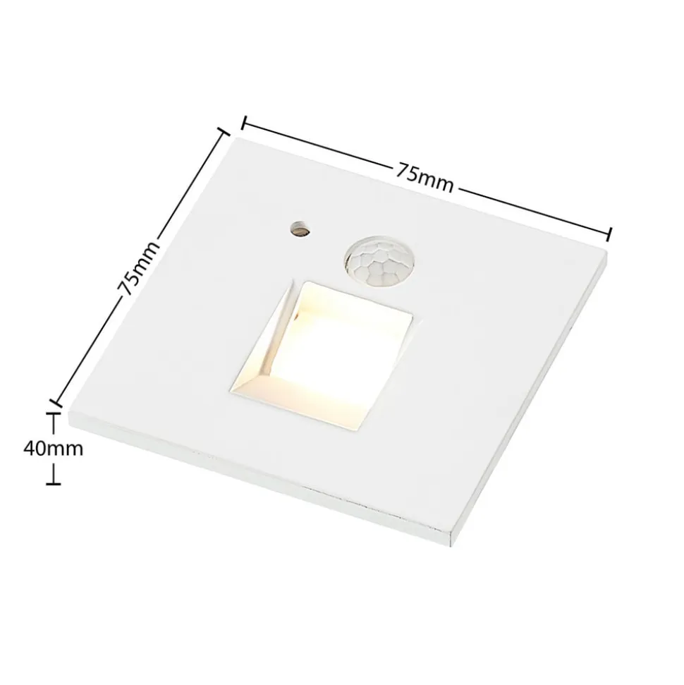 Arcchio LED-indbygningslampe Neru, 7 cm, hvid, kantet, sensor