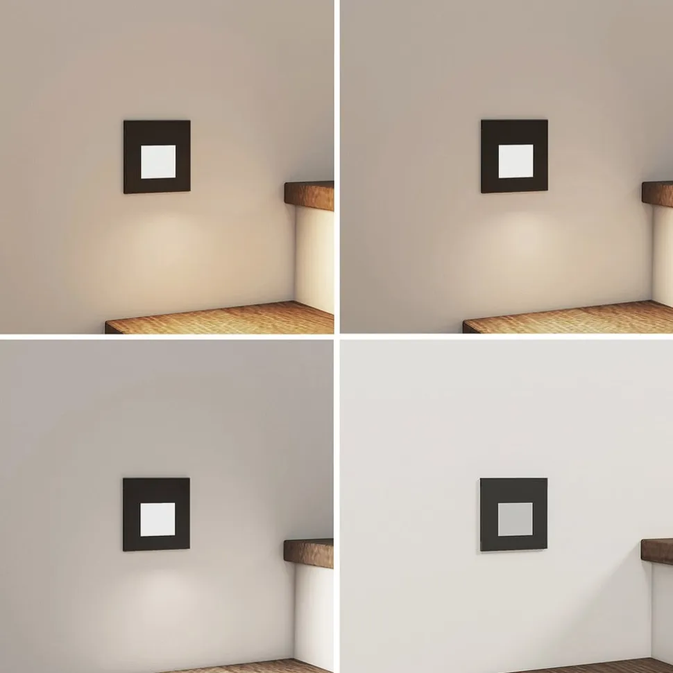 Arcchio LED-indbygningslampe Vexi, 7,8 cm x 7,8 cm, sort, CCT
