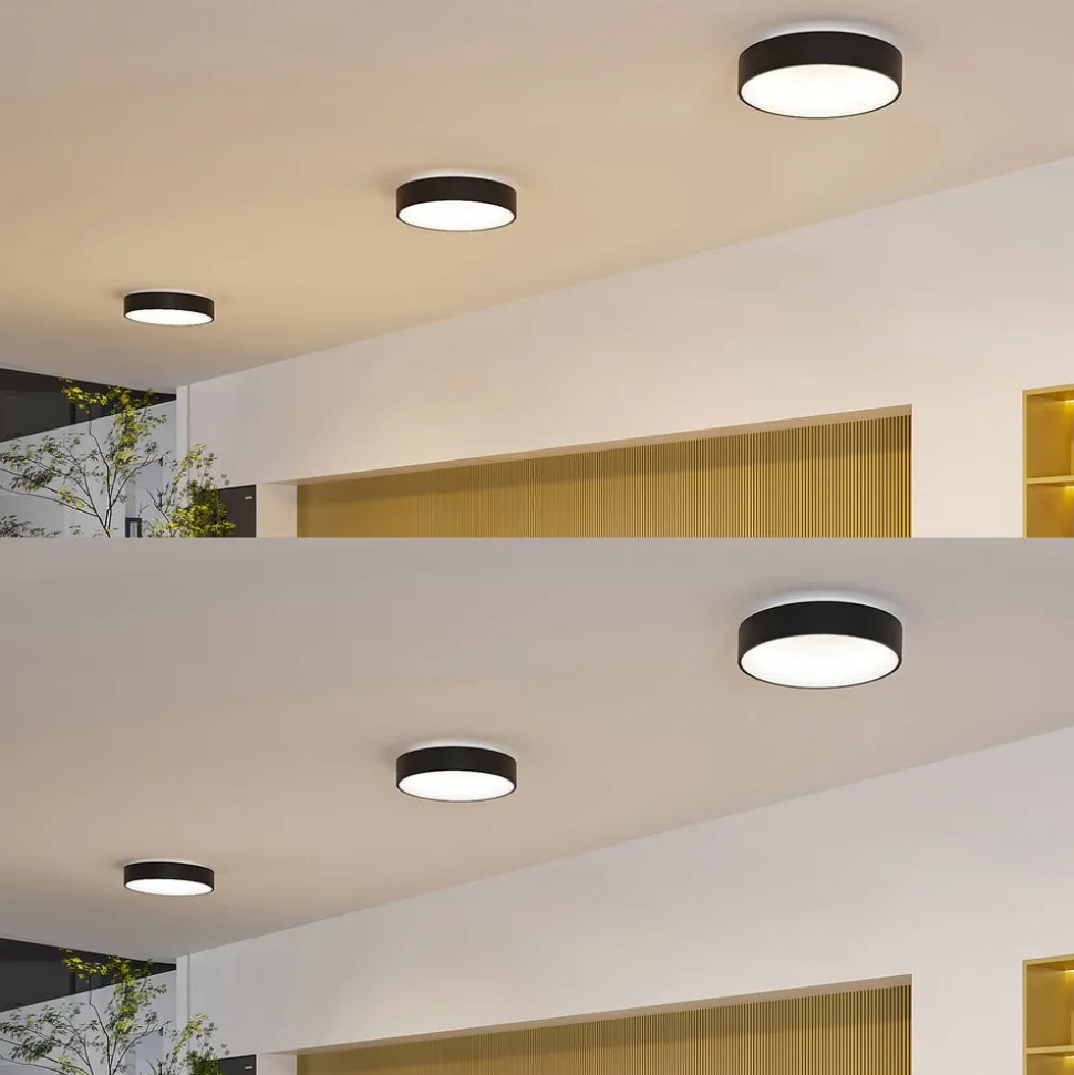 Arcchio LED-loftlampe Aleksi, Ø 45 cm, sort, metal, CCT
