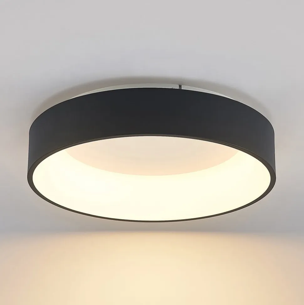 Arcchio LED-loftlampe Aleksi, Ø 45 cm, sort, metal, CCT