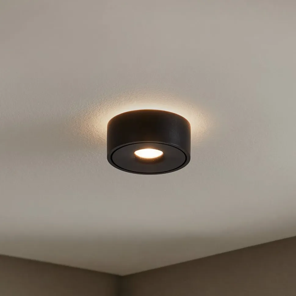 Arcchio LED-loftlampe Rotari, Ø 12 cm, op & ned, sort