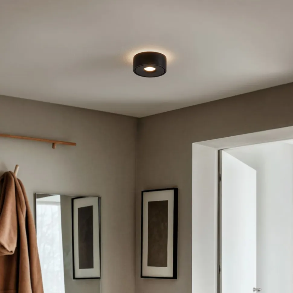 Arcchio LED-loftlampe Rotari, Ø 12 cm, op & ned, sort