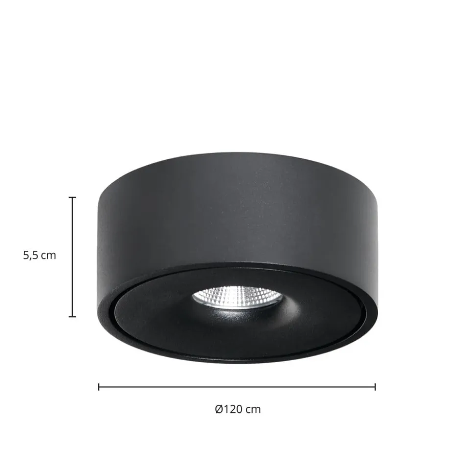 Arcchio LED-loftlampe Rotari, Ø 12 cm, op & ned, sort