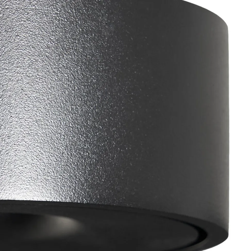Arcchio LED-loftlampe Rotari, Ø 12 cm, op & ned, sort