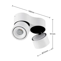 Arcchio LED-loftspot Rotari, hvid, 2 lyskilder, 1362lm