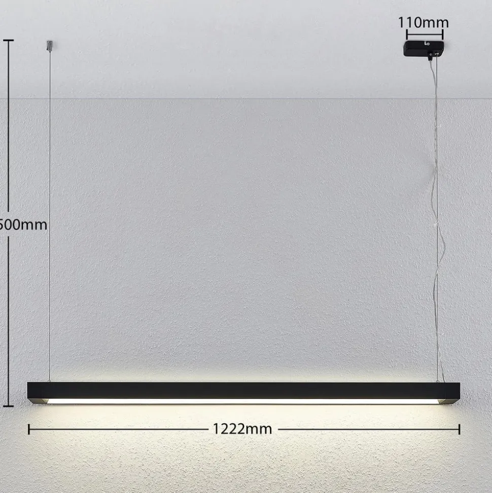 Arcchio LED-pendellampe Cuna, sort, 122 cm, metal