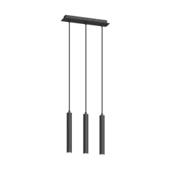 Arcchio LED-pendellampe Franka, 3 lyskilder, lang, sort, aluminium