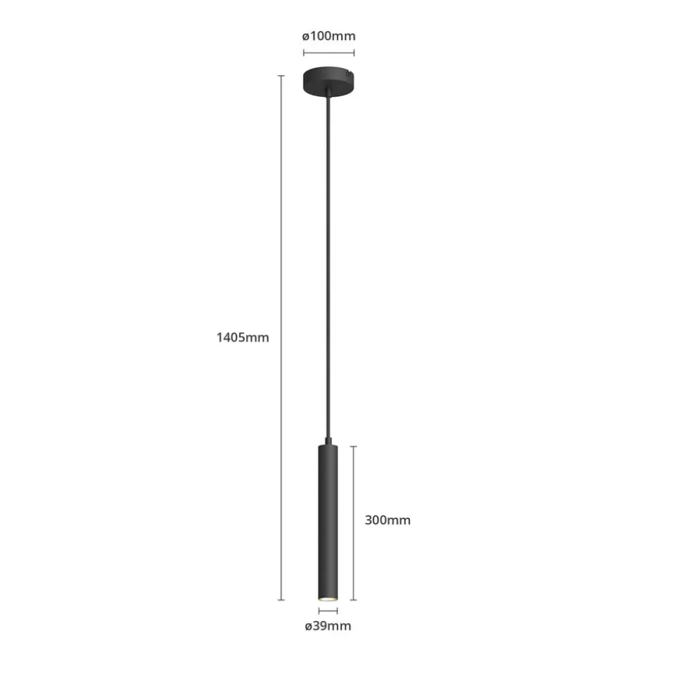 Arcchio LED-pendellampe Franka, 1 lyskilde, Ø 4 cm, sort