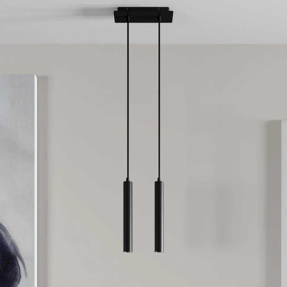 Arcchio LED-pendellampe Franka, 2 lyskilder, sort, aluminium
