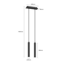 Arcchio LED-pendellampe Franka, 2 lyskilder, sort, aluminium