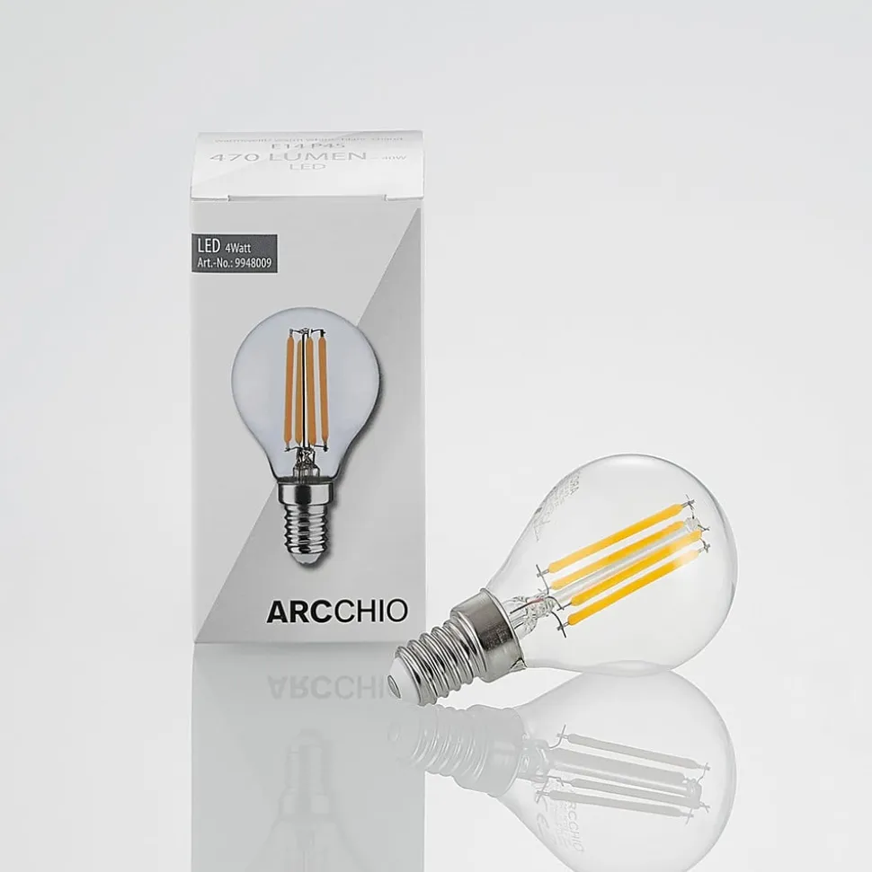 Arcchio LED-pære E14 P45, 4W, klar, 2.700 K, dæmpbar