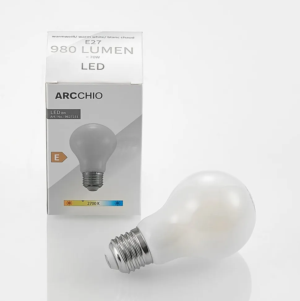 Arcchio LED-pære E27 8W 2.700K dæmpbar, opal