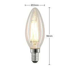 Arcchio LED-pære, glødetråd, stearinlys, E14, 4W, klar