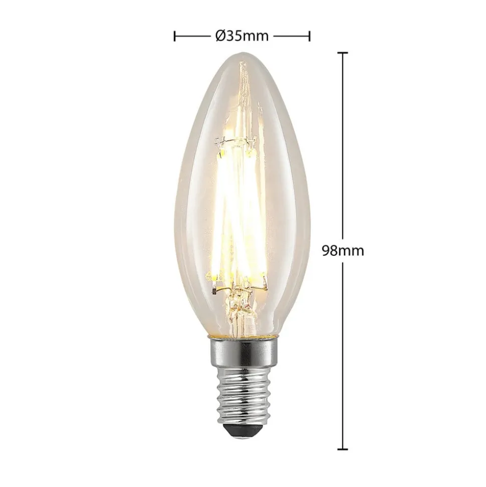 Arcchio LED-pære, glødetråd, stearinlys, E14, 4W, klar