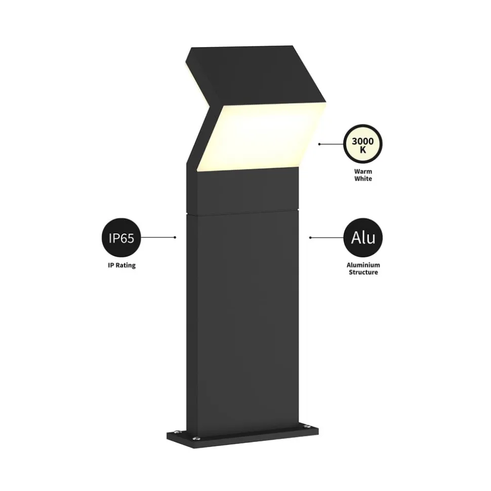 Arcchio LED-sokkellampe Havin, antracit, metal, 60 cm