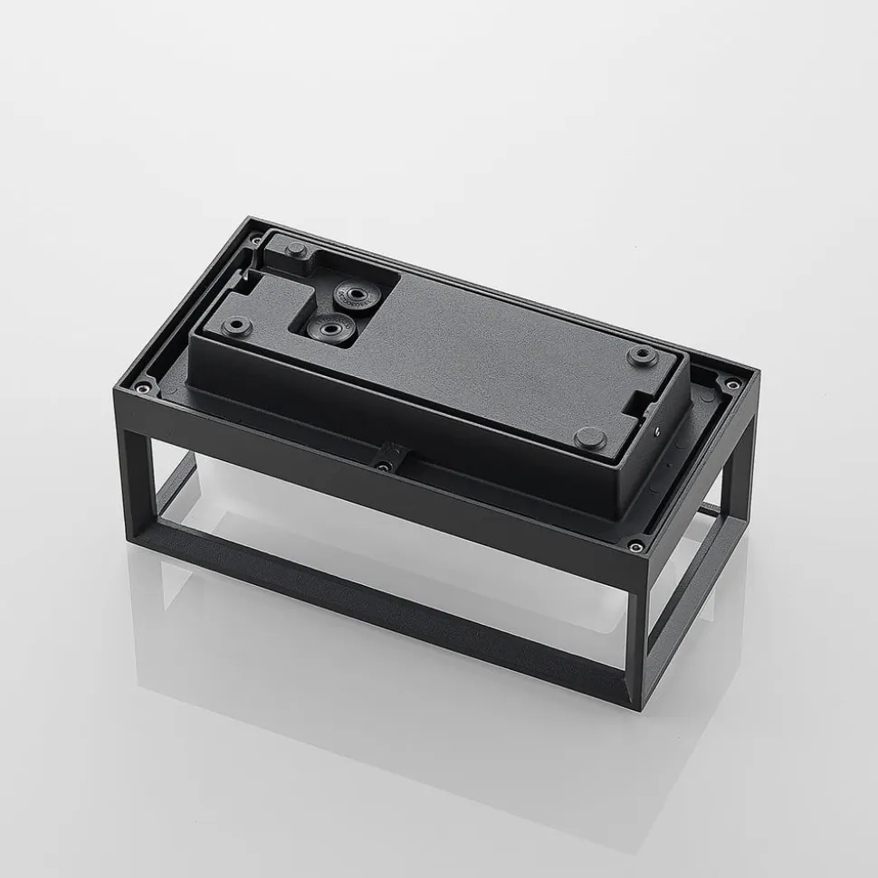 Arcchio LED-væglampe Ismera, antracit/opal, IP65, glas