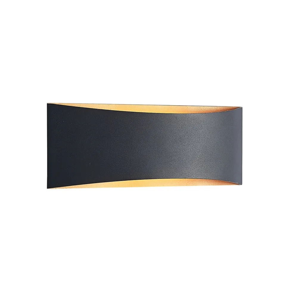 Arcchio LED-væglampe Jelle, 27 cm, sort/guld, op/ned