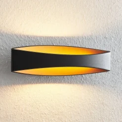 Arcchio LED-væglampe Jelle, 44 cm, sort/guld, op/ned