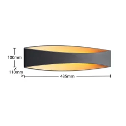 Arcchio LED-væglampe Jelle, 44 cm, sort/guld, op/ned