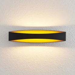 Arcchio LED-væglampe Jelle, 44 cm, sort/guld, op/ned