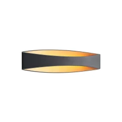 Arcchio LED-væglampe Jelle, 44 cm, sort/guld, op/ned