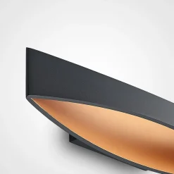 Arcchio LED-væglampe Jelle, 44 cm, sort/guld, op/ned