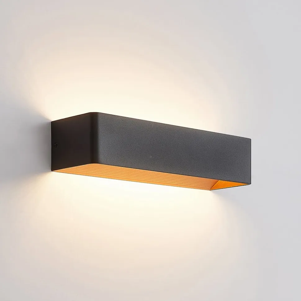 Arcchio LED-væglampe Karam, 37 cm, sort, metal, op/ned