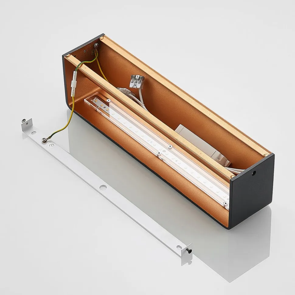 Arcchio LED-væglampe Karam, 37 cm, sort, metal, op/ned