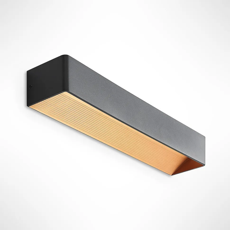 Arcchio LED-væglampe Karam, 53 cm, sort, metal, op/ned