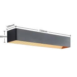 Arcchio LED-væglampe Karam, 53 cm, sort, metal, op/ned