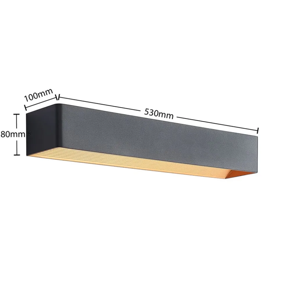 Arcchio LED-væglampe Karam, 53 cm, sort, metal, op/ned