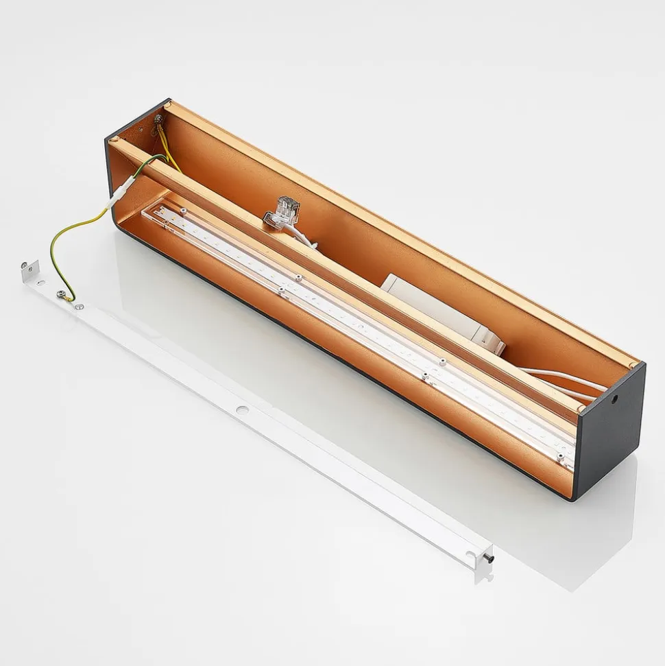 Arcchio LED-væglampe Karam, 53 cm, sort, metal, op/ned