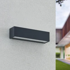 Arcchio LED-væglampe Lengo, 25 cm, 2 lyskilder, antracit, CCT