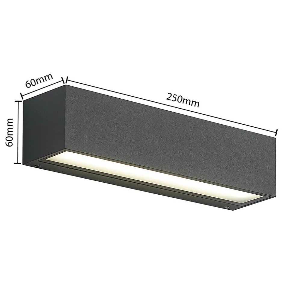 Arcchio LED-væglampe Lengo, 25 cm, 2 lyskilder, antracit, CCT