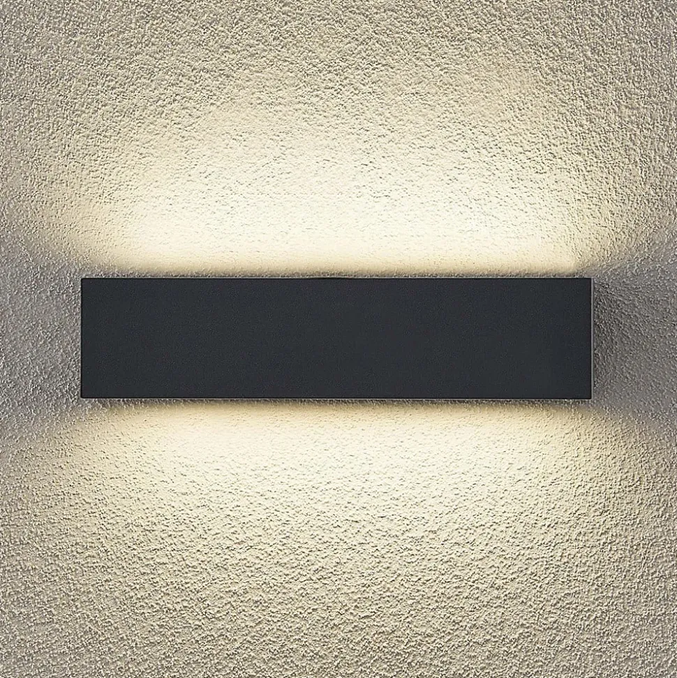 Arcchio LED-væglampe Lengo, 25 cm, 2 lyskilder, antracit, CCT
