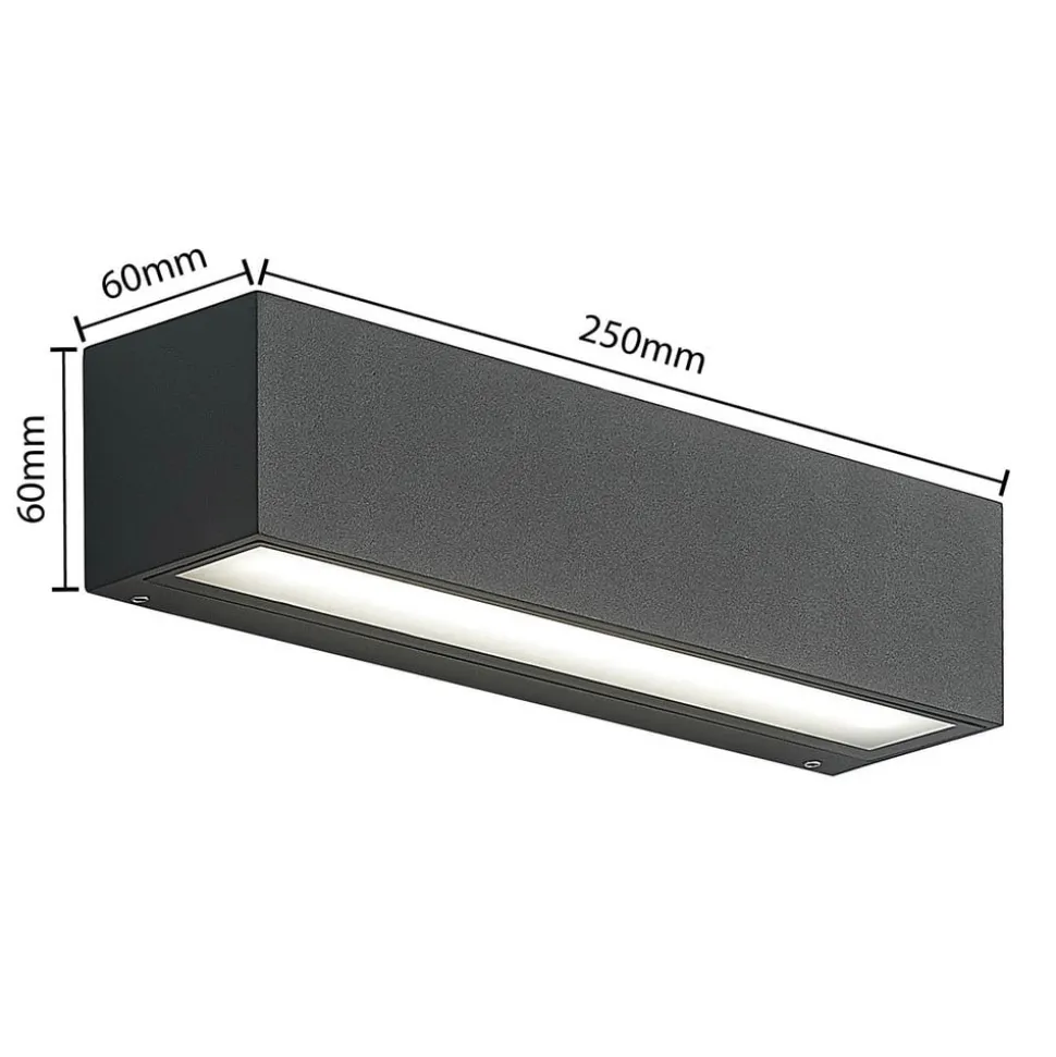 Arcchio LED-væglampe Lengo, 25 cm, 1 lyskilde, antracit, CCT