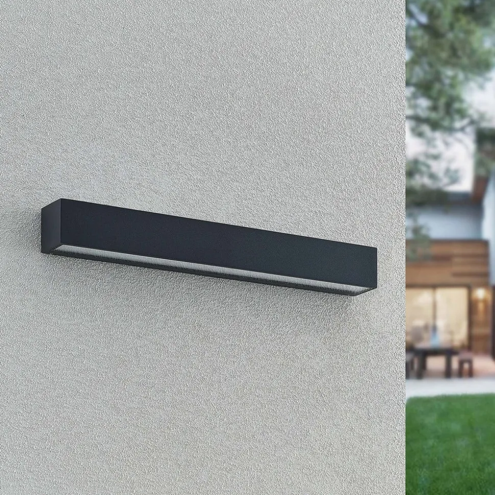 Arcchio LED-væglampe Lengo, 50 cm, 2 lyskilder, antracit, CCT