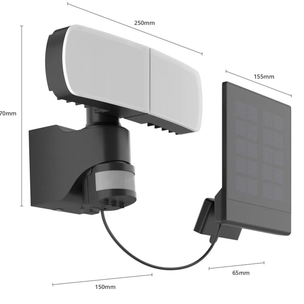 Arcchio Lissano LED-vægspot med solcelle og sensor
