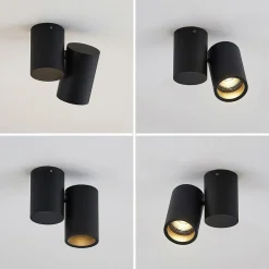 Arcchio loftlampe Gesina, 1 lyskilde, sort, aluminium, 11,6 cm