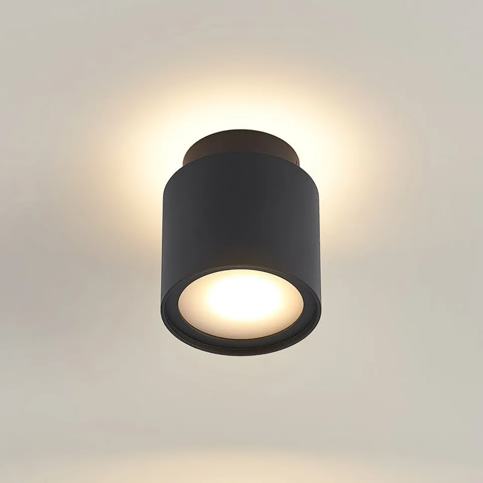 Arcchio loftlampe Walisa, Ø 10 cm, sort, diffuser, GU10