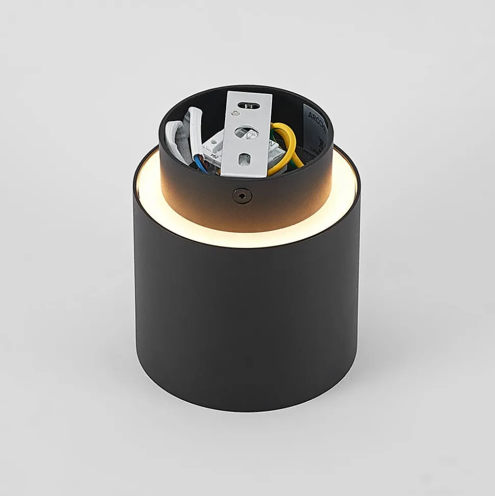 Arcchio loftlampe Walisa, Ø 10 cm, sort, diffuser, GU10
