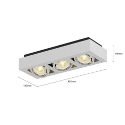 Arcchio loftspot Ronka, 50 cm, 3 lyskilder, hvid, GU10