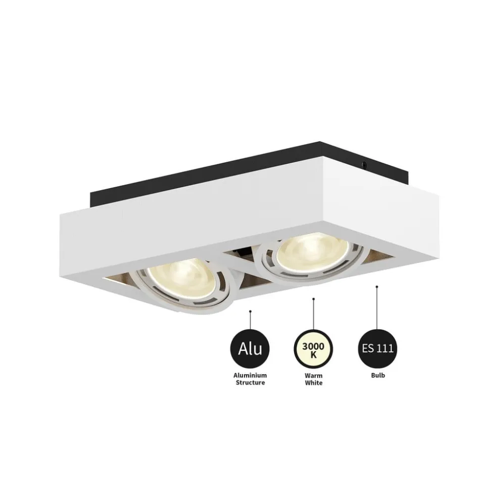 Arcchio loftspot Ronka, 34 cm, 2 lyskilder, hvid, GU10