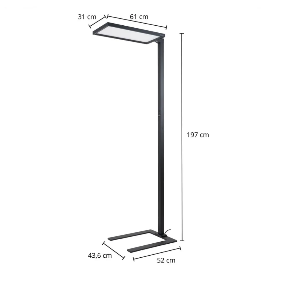 Arcchio Nelus LED-gulvlampe til kontor, sort sensor