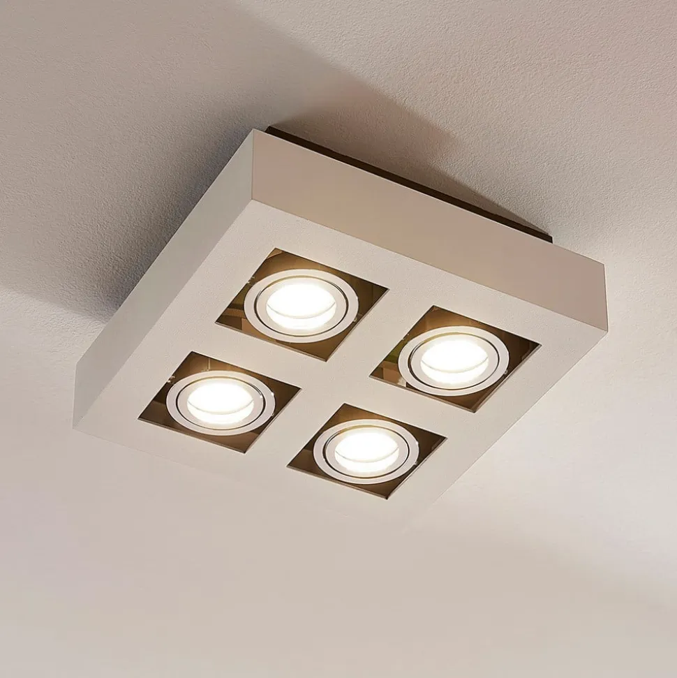 Arcchio spotlight Vince, 25 x 25 cm, 4 lyskilder, hvid/krom, GU10