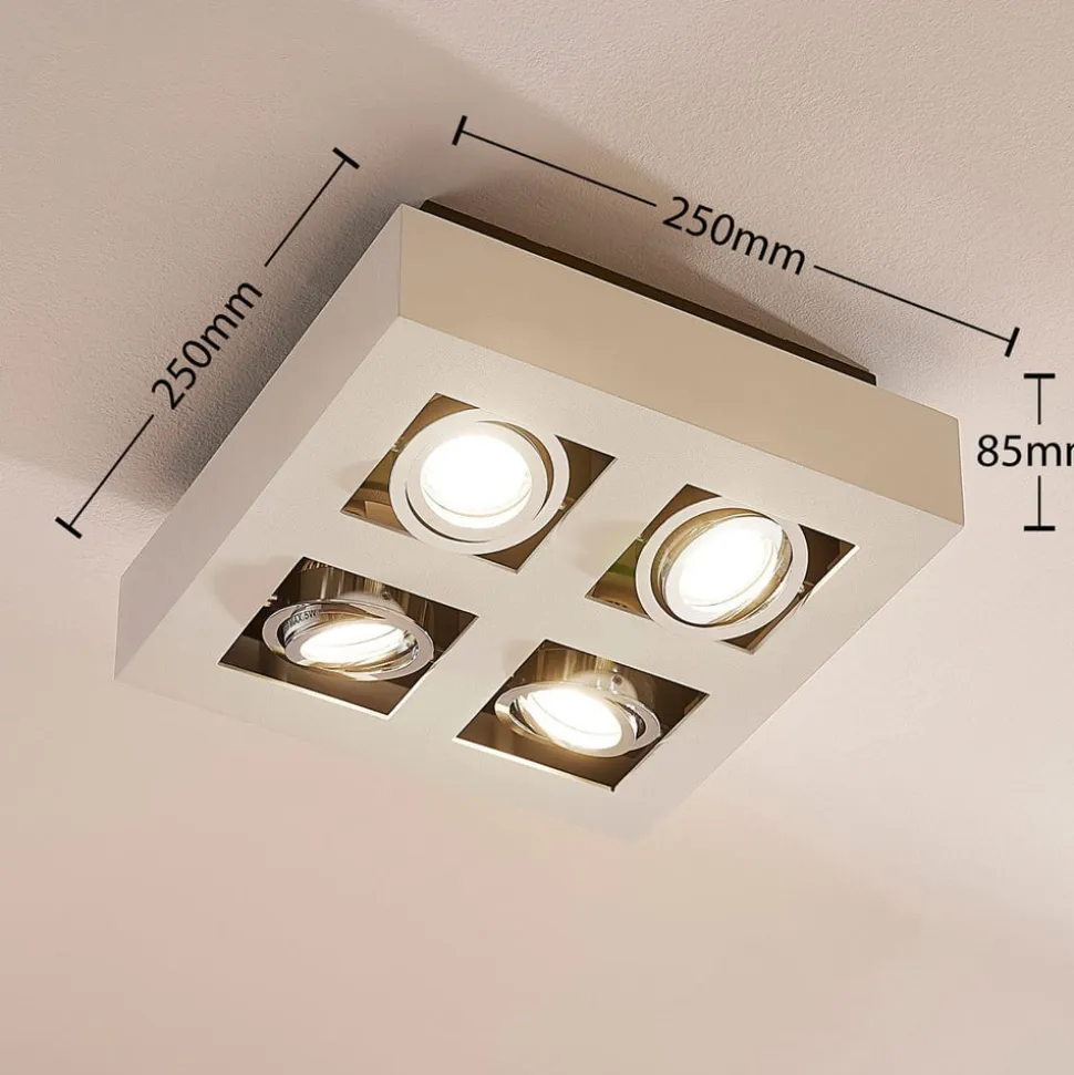 Arcchio spotlight Vince, 25 x 25 cm, 4 lyskilder, hvid/krom, GU10