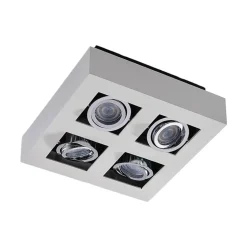 Arcchio spotlight Vince, 25 x 25 cm, 4 lyskilder, hvid/krom, GU10
