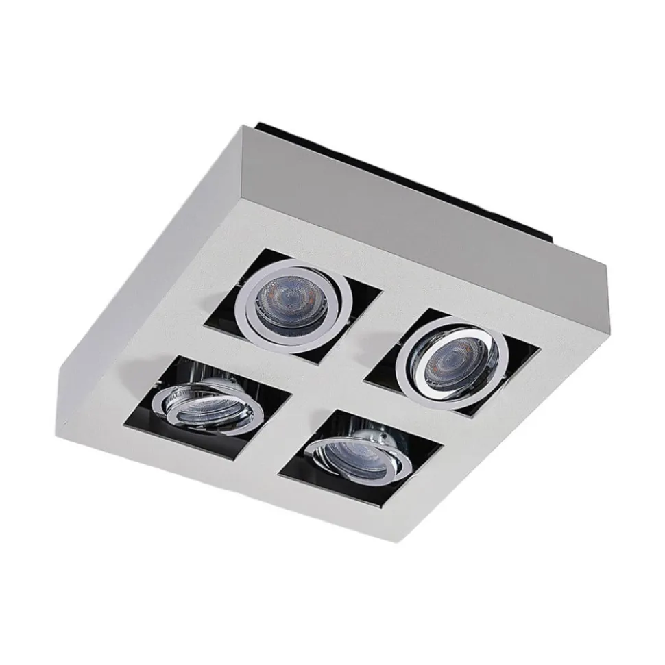 Arcchio spotlight Vince, 25 x 25 cm, 4 lyskilder, hvid/krom, GU10