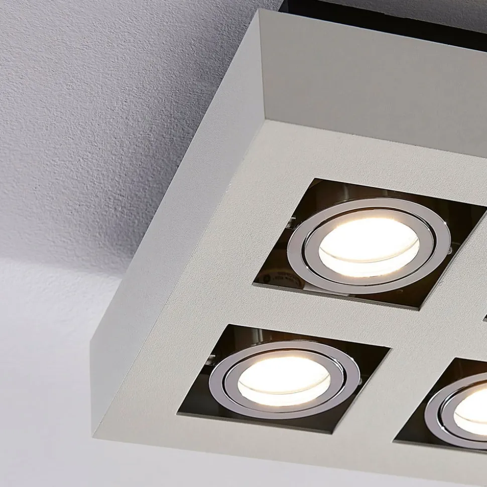 Arcchio spotlight Vince, 25 x 25 cm, 4 lyskilder, hvid/krom, GU10